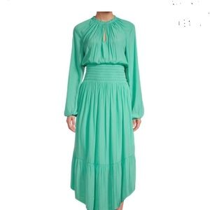 Ramy Brook Lisa Smocked Maxi Dress Sea Green Sz XS NWT